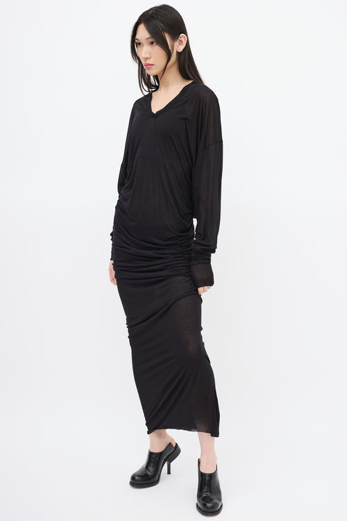 Gareth Pugh Black V-Neck Maxi Dress