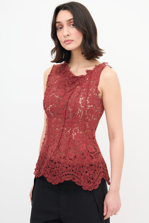 Gary Graham Burgundy Lace Asymmetric  Top