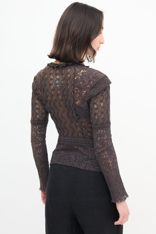  Dark Grey Lace Asymmetric Cardigan