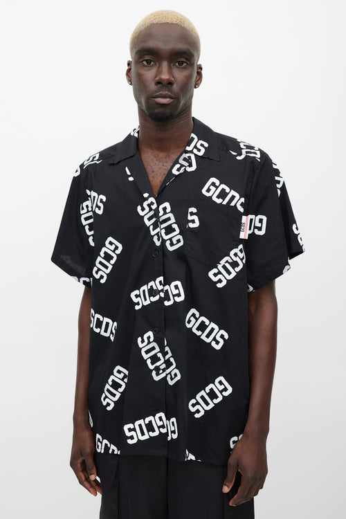 GCDS Black 
White Logo Shirt