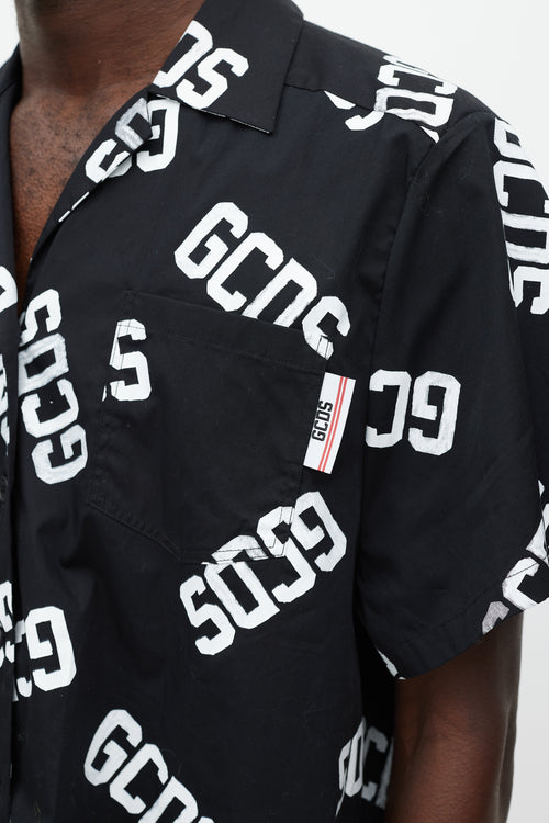 GCDS Black 
White Logo Shirt