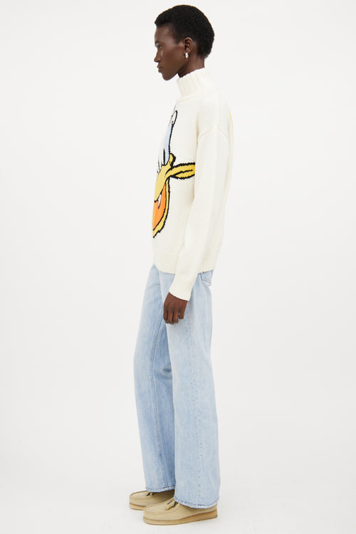 GCDS X Disney Cream 
Multicolour Wool Knit Sweater