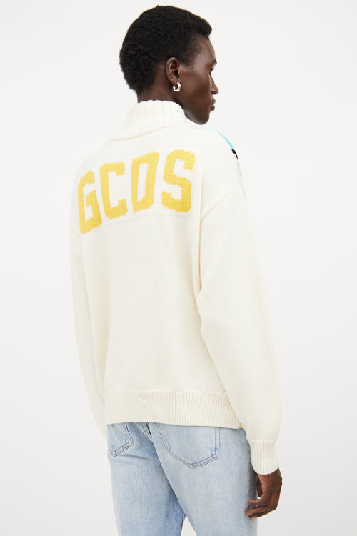 GCDS X Disney Cream 
Multicolour Wool Knit Sweater