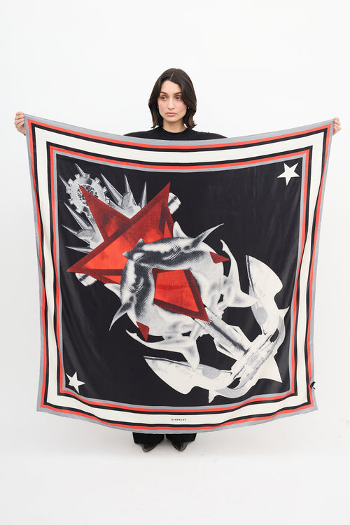 Givenchy Black 
Multi Anchor Print Scarf