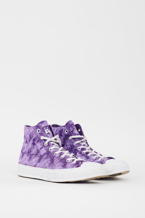 GOLF le FLEUR* X Converse Purple 
White Quilted Velvet Chuck 70 Hi Sneaker