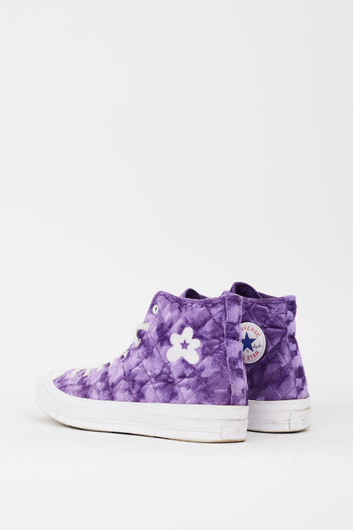 GOLF le FLEUR* X Converse Purple 
White Quilted Velvet Chuck 70 Hi Sneaker