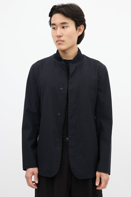 Armani Navy Wool Stand Collar Jacket