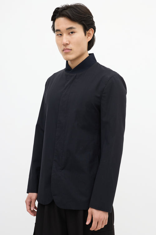 Armani Navy Wool Stand Collar Jacket