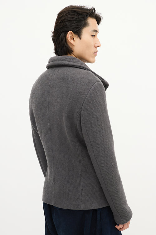 Armani Grey Waffle Knit Double Breasted Jacket