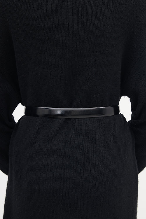 Gucci Black Leather Rectangle G Buckle Belt