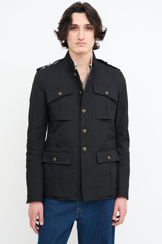 Gucci 2008 Black Waxed Cotton Cargo Jacket