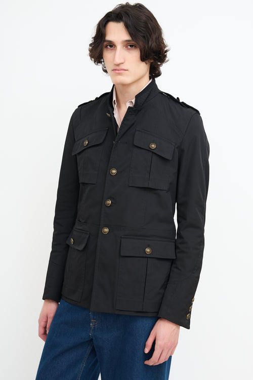 Gucci 2008 Black Waxed Cotton Cargo Jacket