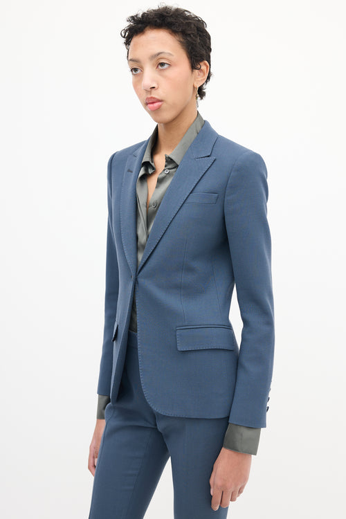 Gucci Blue Wool Peak Lapel Blazer