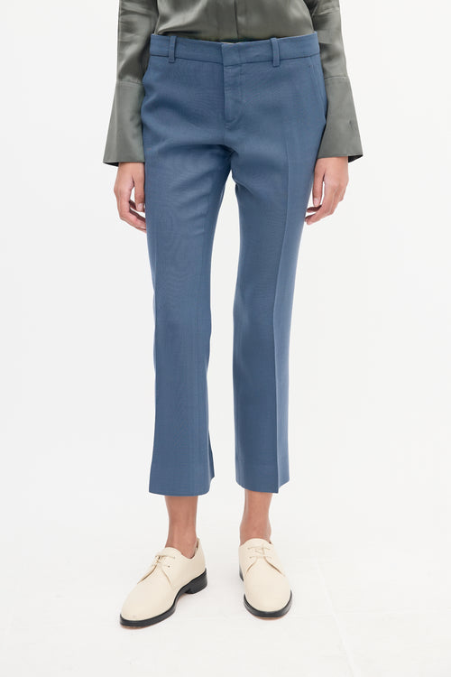 Gucci Blue Wool Cropped Trouser