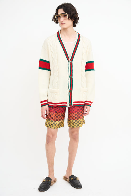 Gucci Cream Wool Cable Knit Cardigan