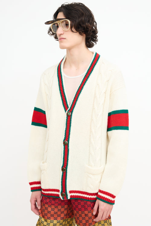 Gucci Cream Wool Cable Knit Cardigan