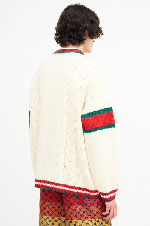 Gucci Cream Wool Cable Knit Cardigan