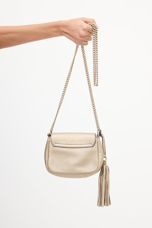 Gucci Pale Gold Metallic Leather Soho Disco Flap Bag