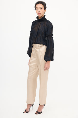 Gucci Beige Silk Strap Detail Trouser