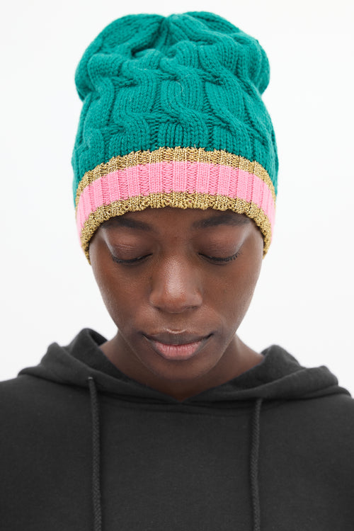 Gucci Green 
Multi Wool Lurex Stripe Beanie