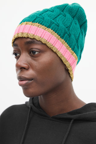 Gucci Green 
Multi Wool Lurex Stripe Beanie