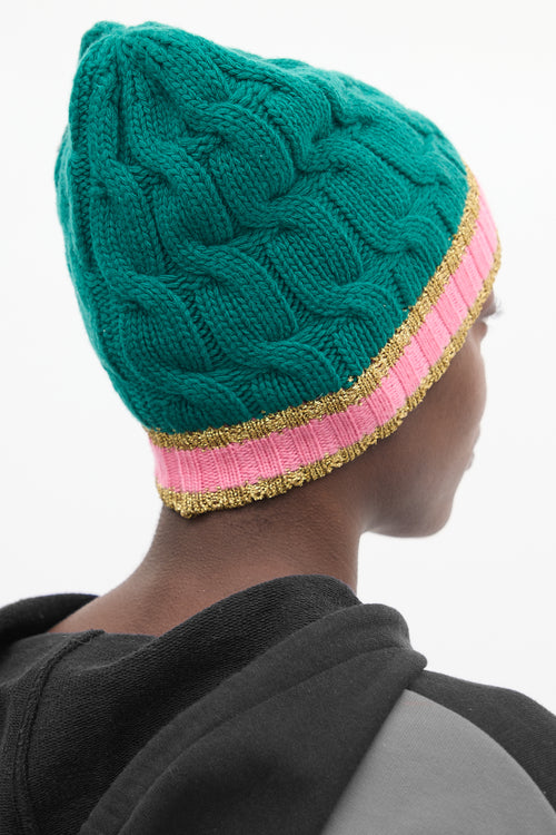 Gucci Green 
Multi Wool Lurex Stripe Beanie