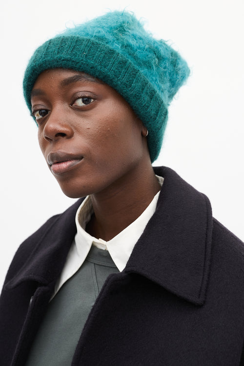 Gucci Green 
Teal Mohair GG Logo Beanie