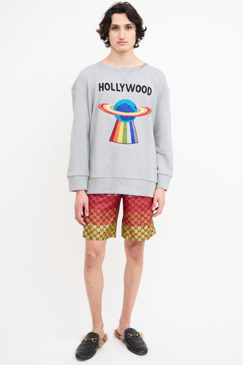 Gucci Fall 2017 Grey Hollywood Distressed Sweatshirt