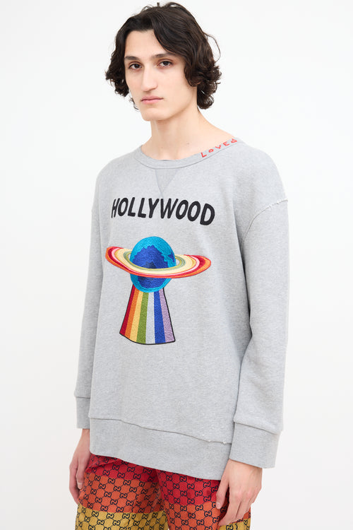 Gucci Fall 2017 Grey Hollywood Distressed Sweatshirt