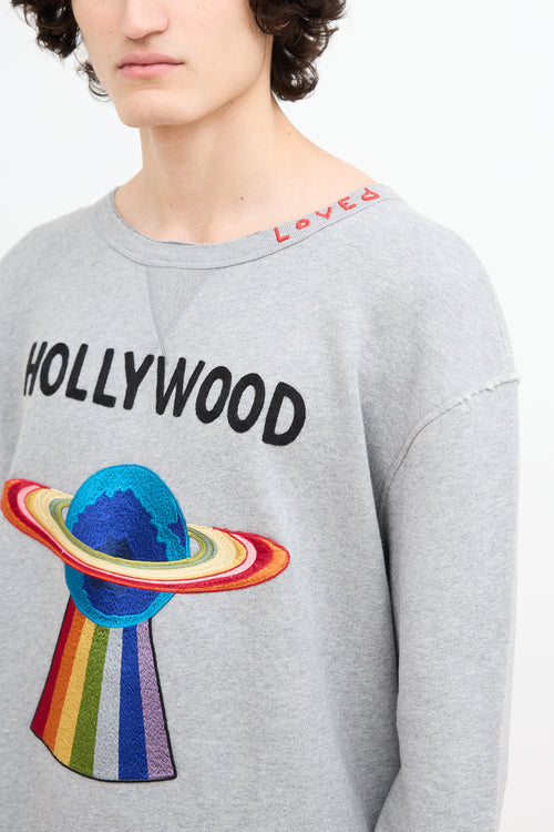 Gucci Fall 2017 Grey Hollywood Distressed Sweatshirt