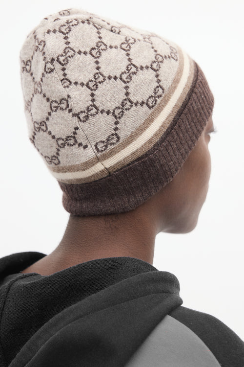 Gucci Beige 
Brown Wool 
Cashmere GG Beanie