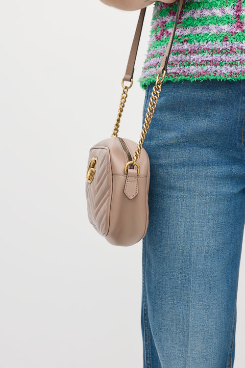 Gucci Beige Matelassé GG Marmont Small Crossbody Bag