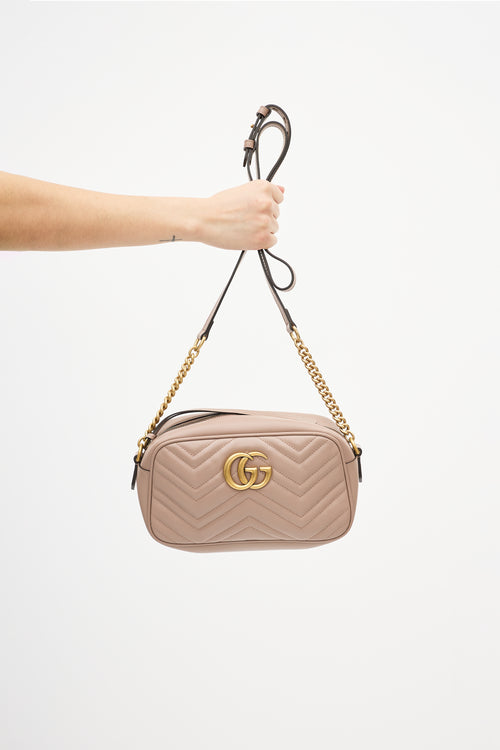 Gucci Beige Matelassé GG Marmont Small Crossbody Bag