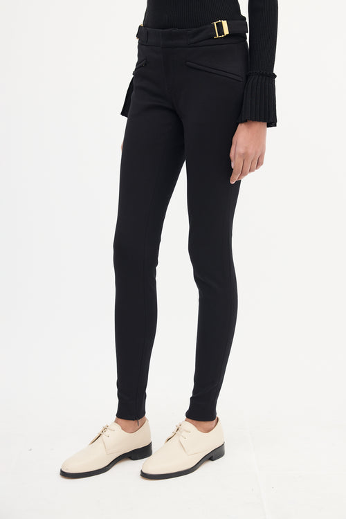 Gucci Black Buckle Waist Slim Trouser