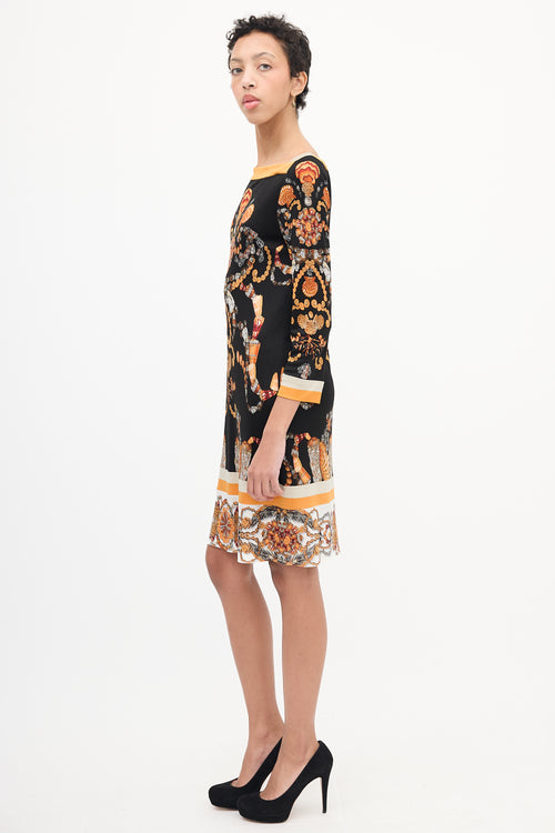 Gucci Black 
Orange Seashell Printed Dress