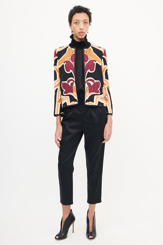 Gucci Black 
Multi Silk Floral Blazer