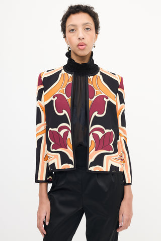 Gucci Black 
Multi Silk Floral Blazer