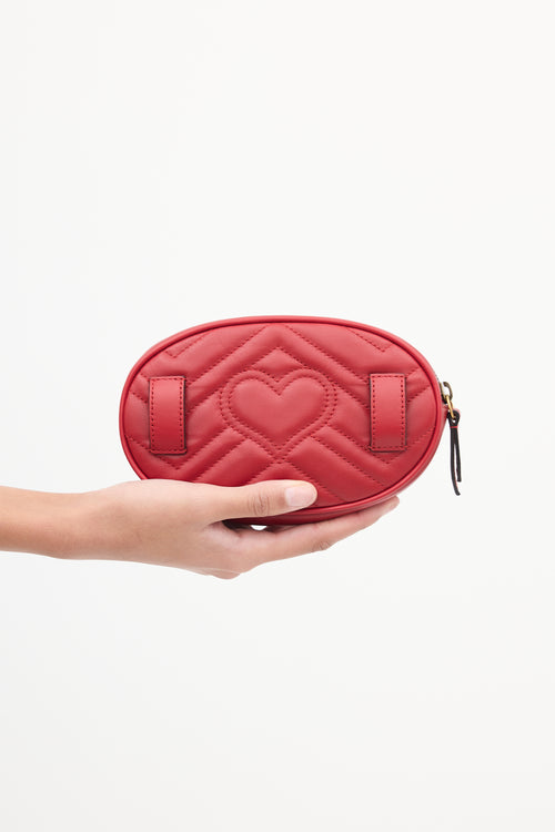 Gucci Red Leather Marmont GG Belt Bag