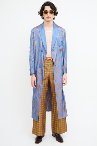 Gucci Resort 2019 Blue 
Orange Print Belted Cardigan