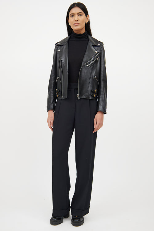 GucciBlack Leather Plonge Biker Jacket