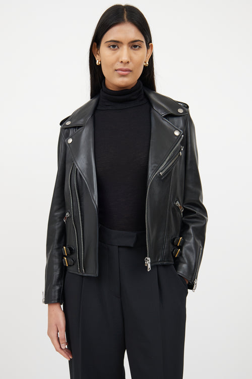 GucciBlack Leather Plonge Biker Jacket