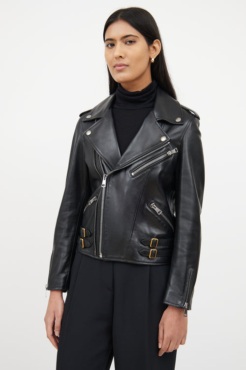 GucciBlack Leather Plonge Biker Jacket