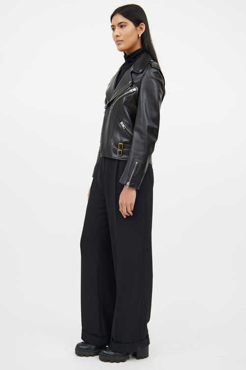 GucciBlack Leather Plonge Biker Jacket