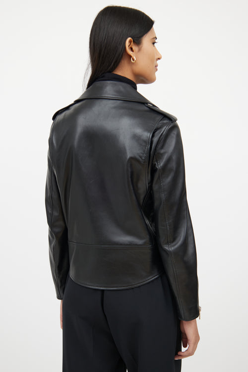 GucciBlack Leather Plonge Biker Jacket