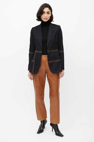 Gabriela Hearst Black 
Brown Stitch Blazer