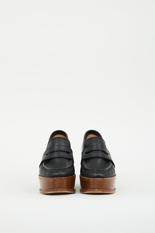 Gabriela Hearst Black Leather Augusta Heeled Loafer