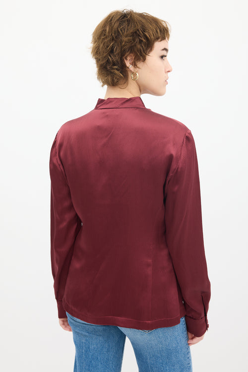 Gabriela Hearst Burgundy Silk Asymmetrical Top