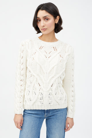 Gabriela Hearst Cream Cashmere Cable Knit Sweater