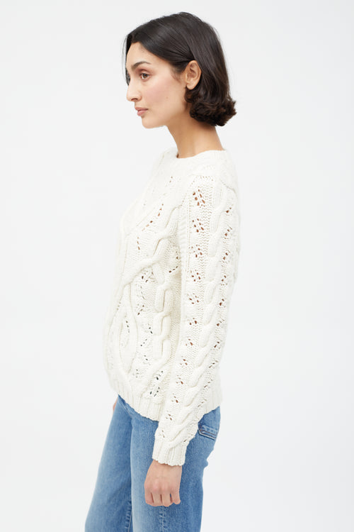 Gabriela Hearst Cream Cashmere Cable Knit Sweater