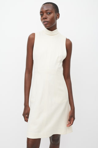 Gabriela Hearst Cream Panelled Turtleneck Dress